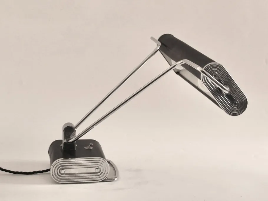 New Pamono French Art Deco Black and Chrome Table Lamp by Eileen Gray for Jumo, 1940s