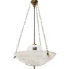 Hot Pamono French Art Deco Brass and Etched Glass Pendant Light, 1920s