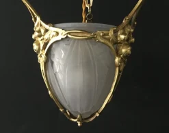 Clearance Pamono French Art Deco Bronze and Glass Pendant, Paris, France, 1920s