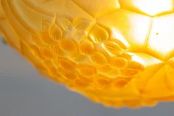 Discount Pamono French Art Deco Frosted Amber Colored Pendant Light from ROS, 1930s