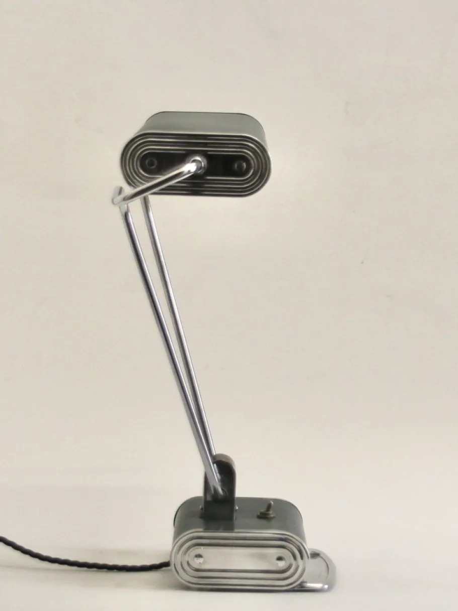 Clearance Pamono French Art Deco Green and Chrome Table Lamp by Eileen Gray for Jumo, 1940s