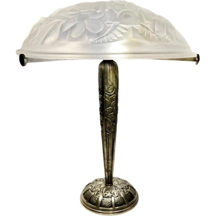 Hot Pamono French Art Deco Table Lamp attributed to Léon Hugue, 1929