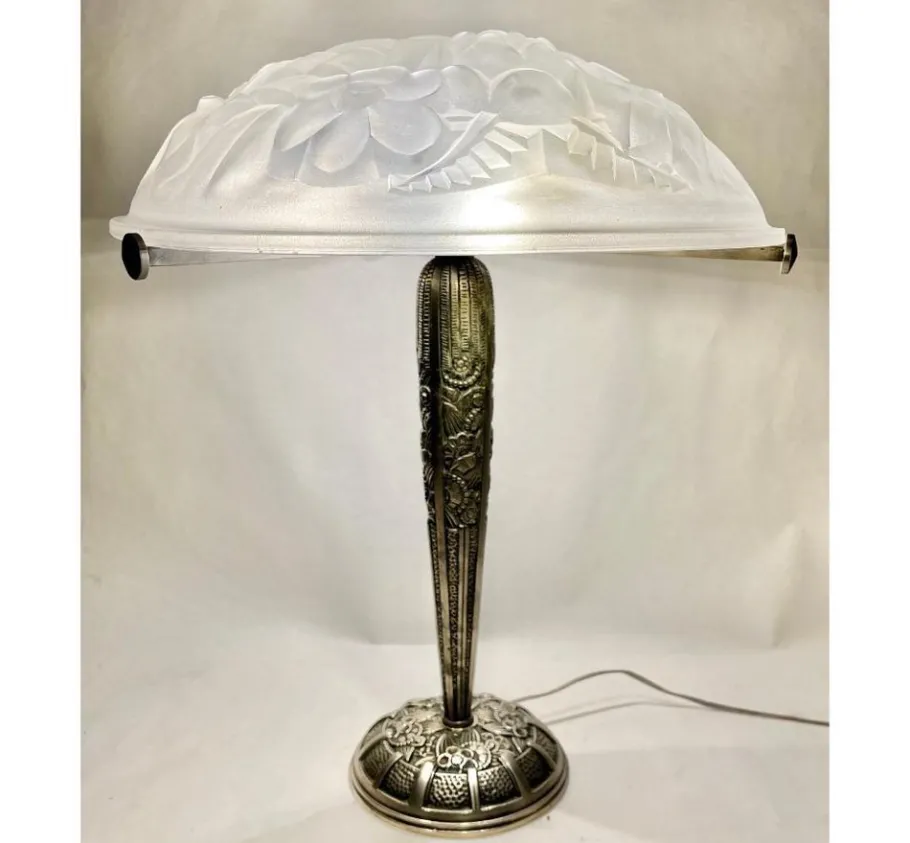 Hot Pamono French Art Deco Table Lamp attributed to Léon Hugue, 1929
