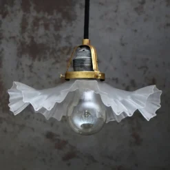 Hot Pamono French Art Nouveau Frosted Glass Pendant Light, 1920s