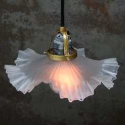 Hot Pamono French Art Nouveau Frosted Glass Pendant Light, 1920s