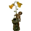 Discount Pamono French Art Nouveau Table Lamp with Bronze Figure of Auguste Moreau and Glass Lampshades