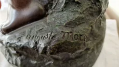 Discount Pamono French Art Nouveau Table Lamp with Bronze Figure of Auguste Moreau and Glass Lampshades