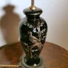 Hot Pamono French Black Hand Painted Polished Porcelain Lamp