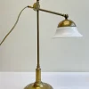 Sale Pamono French Brass Adjustable Desk Lamp with Opaline Glass Shade, 1950s