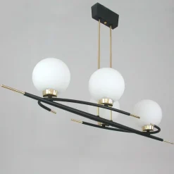 Online Pamono French Brass and Opaline Glass Chandelier from Maison Arlus, 1960s