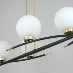 Online Pamono French Brass and Opaline Glass Chandelier from Maison Arlus, 1960s