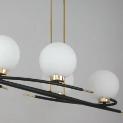 Online Pamono French Brass and Opaline Glass Chandelier from Maison Arlus, 1960s