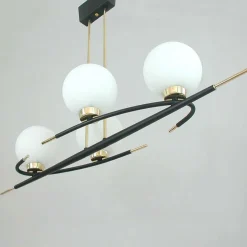 Online Pamono French Brass and Opaline Glass Chandelier from Maison Arlus, 1960s