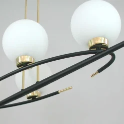 Online Pamono French Brass and Opaline Glass Chandelier from Maison Arlus, 1960s
