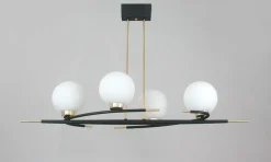 Online Pamono French Brass and Opaline Glass Chandelier from Maison Arlus, 1960s