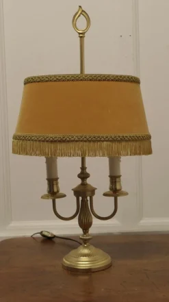 Online Pamono French Brass Bouillotte Twin Desk Lamp, 1960s