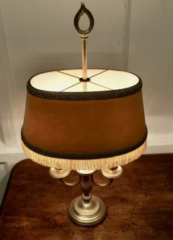 Online Pamono French Brass Bouillotte Twin Desk Lamp, 1960s