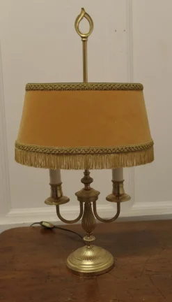 Online Pamono French Brass Bouillotte Twin Desk Lamp, 1960s