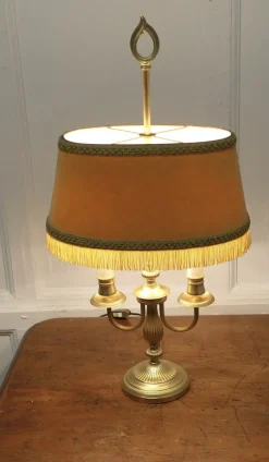 Online Pamono French Brass Bouillotte Twin Desk Lamp, 1960s