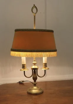Online Pamono French Brass Bouillotte Twin Desk Lamp, 1960s