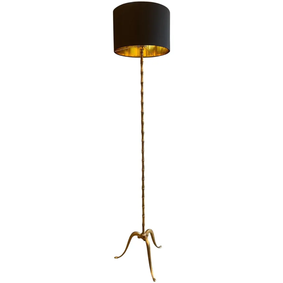 Outlet Pamono French Brass Faux Bamboo Floor Lamp, 1960s