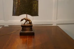 Outlet Pamono French Brass Greyhound Statue Lamp, 1910s