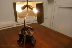 Outlet Pamono French Brass Greyhound Statue Lamp, 1910s