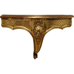 Clearance Pamono French Carved Gilt Corner Console Wall Shelf, 1890s