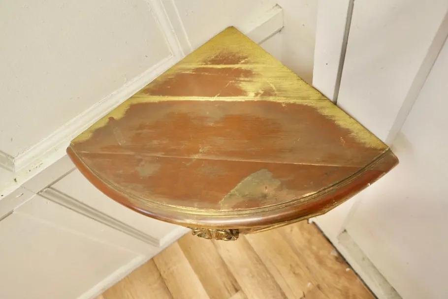 Clearance Pamono French Carved Gilt Corner Console Wall Shelf, 1890s