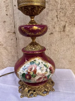 Discount Pamono French Ceramic Lamp with Gold and Brass Friezes, 1890s