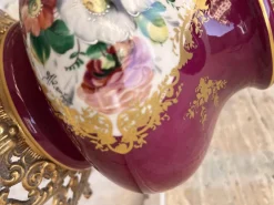 Discount Pamono French Ceramic Lamp with Gold and Brass Friezes, 1890s