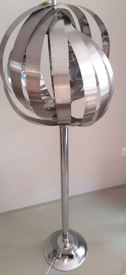 Best Pamono French Chrome Moon Floor Lamp by Henri Mathieu, 1970s