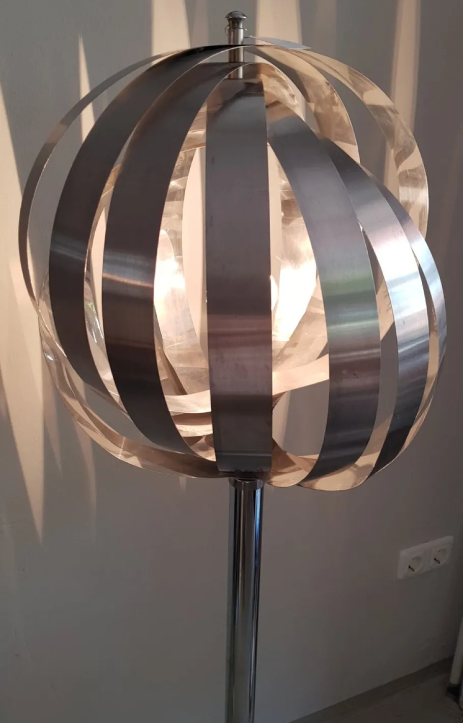 Best Pamono French Chrome Moon Floor Lamp by Henri Mathieu, 1970s