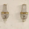 New Pamono French Classic Crystal and Brass Wall Lights, 1950s, Set of 2