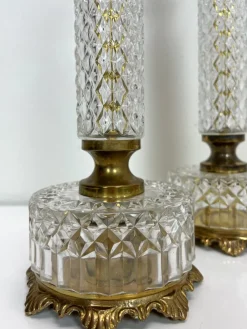 Clearance Pamono French Cut Glass or Crystal Table Lamps, 1950s, Set of 2