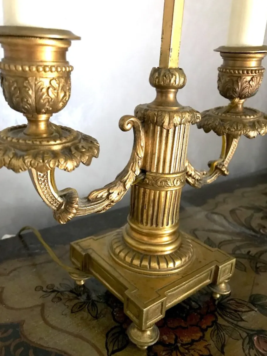 New Pamono French Empire Gilt Bronze Two-Arm Bouillotte Table Lamps, 1815, Set of 2