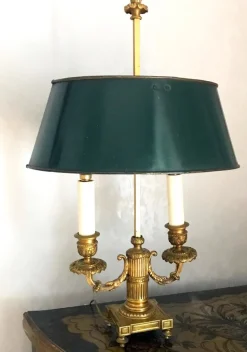 New Pamono French Empire Gilt Bronze Two-Arm Bouillotte Table Lamps, 1815, Set of 2