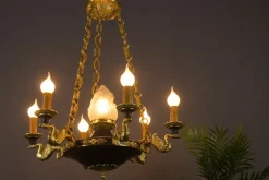 Online Pamono French Empire Style Bronze, Brass and Glass Chandelier, 1920s