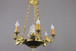 Online Pamono French Empire Style Bronze, Brass and Glass Chandelier, 1920s