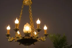Online Pamono French Empire Style Bronze, Brass and Glass Chandelier, 1920s