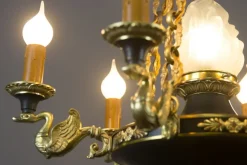 Online Pamono French Empire Style Bronze, Brass and Glass Chandelier, 1920s