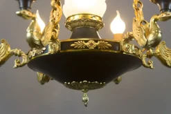 Online Pamono French Empire Style Bronze, Brass and Glass Chandelier, 1920s