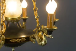 Online Pamono French Empire Style Bronze, Brass and Glass Chandelier, 1920s