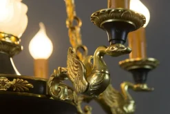 Online Pamono French Empire Style Bronze, Brass and Glass Chandelier, 1920s