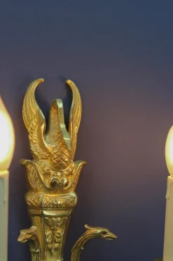 Best Pamono French Empire Style Gilt Bronze 2-Light Sconces, Early 20th Century, Set of 2