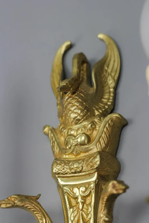 Best Pamono French Empire Style Gilt Bronze 2-Light Sconces, Early 20th Century, Set of 2