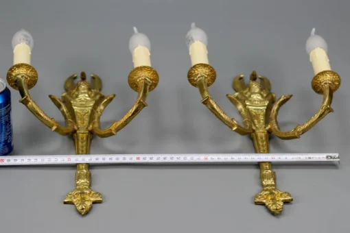 Best Pamono French Empire Style Gilt Bronze 2-Light Sconces, Early 20th Century, Set of 2