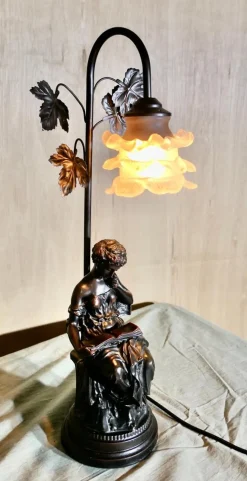 Discount Pamono French Figural Bronze Lamp with Lady Reading, 1970s
