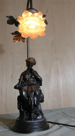 Discount Pamono French Figural Bronze Lamp with Lady Reading, 1970s