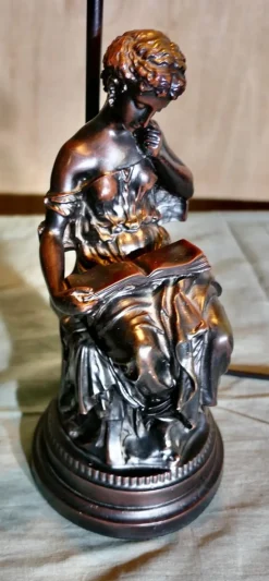 Discount Pamono French Figural Bronze Lamp with Lady Reading, 1970s